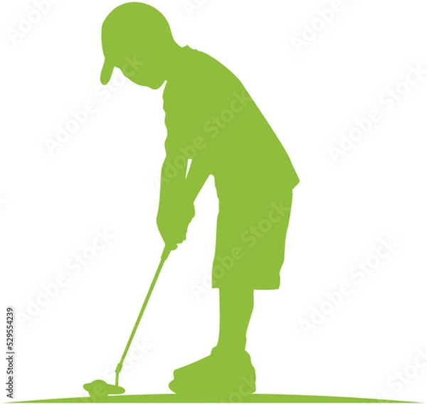 Obraz Golf kid player silhouette