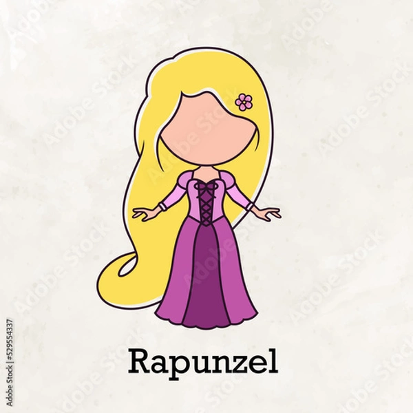 Fototapeta Cute faceless princess character vector