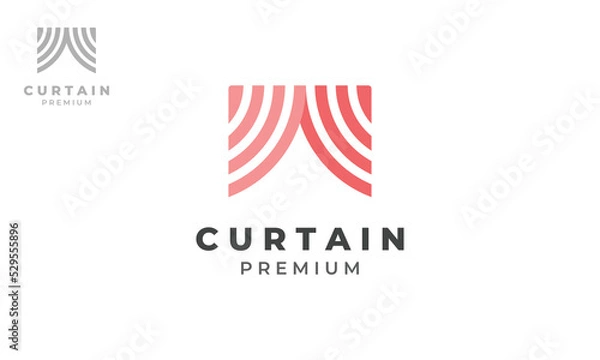 Fototapeta Curtain Logo Design With Pink Color ,Vector Template