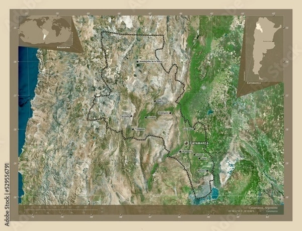 Obraz Catamarca, Argentina. High-res satellite. Labelled points of cities