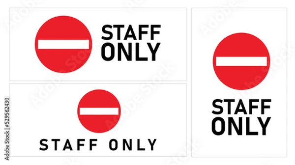 Fototapeta Staff only with pictogram warning restrigtion area can be use for  poster banner attach building special area easy to use print and attach vector eps.