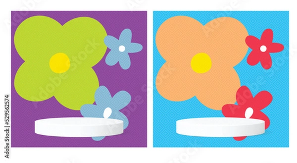 Fototapeta podium with floral multiple botanist theme background can be use for advertisement poster banner package and label design website cover brochure template vector eps.