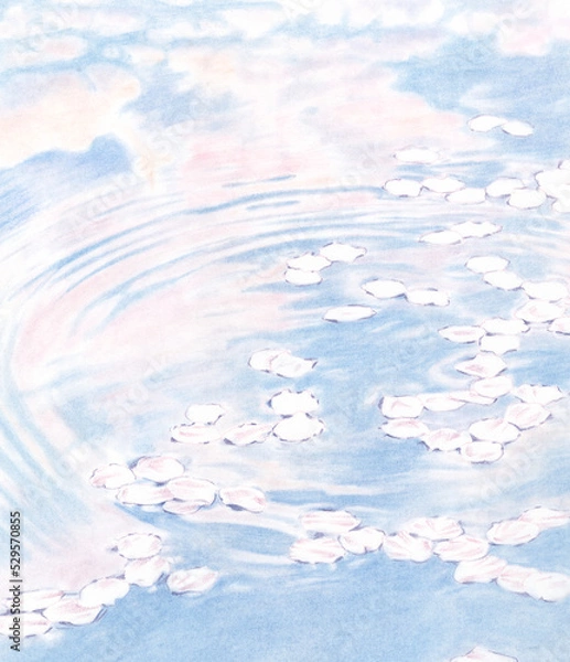 Obraz 水に浮かぶ桜の花びら