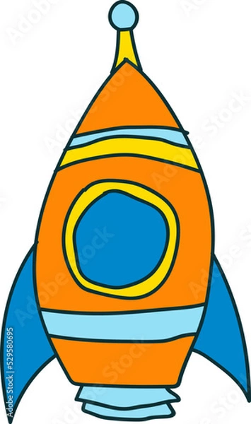 Fototapeta cartoon spaceship. UFO vector flying saucer, spaceship and rocket.