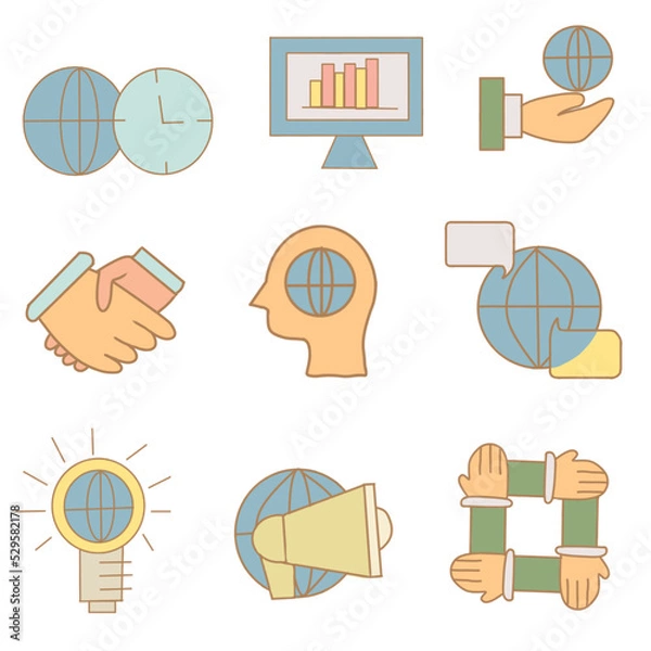 Fototapeta Flat Bussiness icons set element