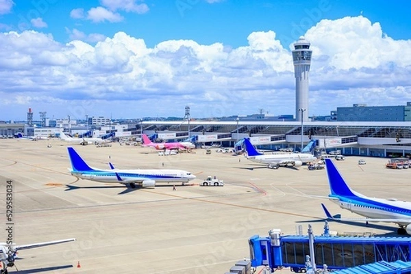 Fototapeta 常滑市　中部国際空港展望デッキから見た国内線の発着ターミナル