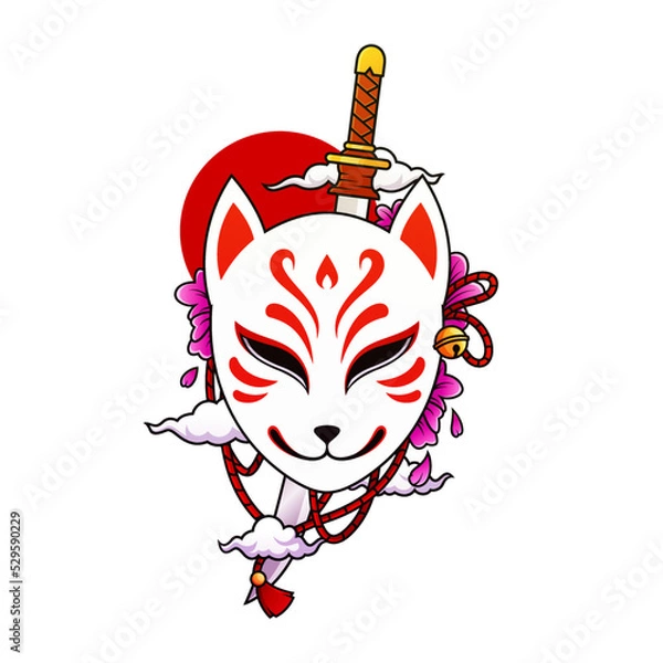 Obraz Japanese kitsune fox mask vector
