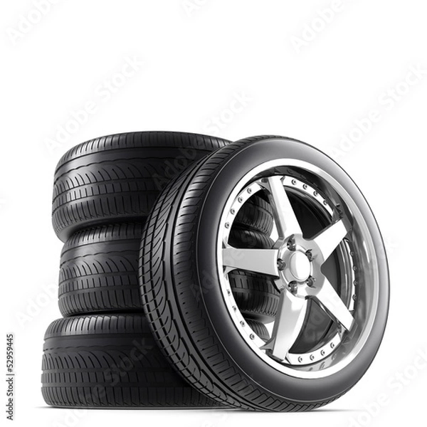 Obraz Wheels on white background