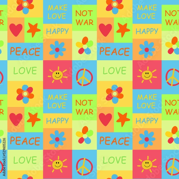 Fototapeta Vector bright hippie pattern