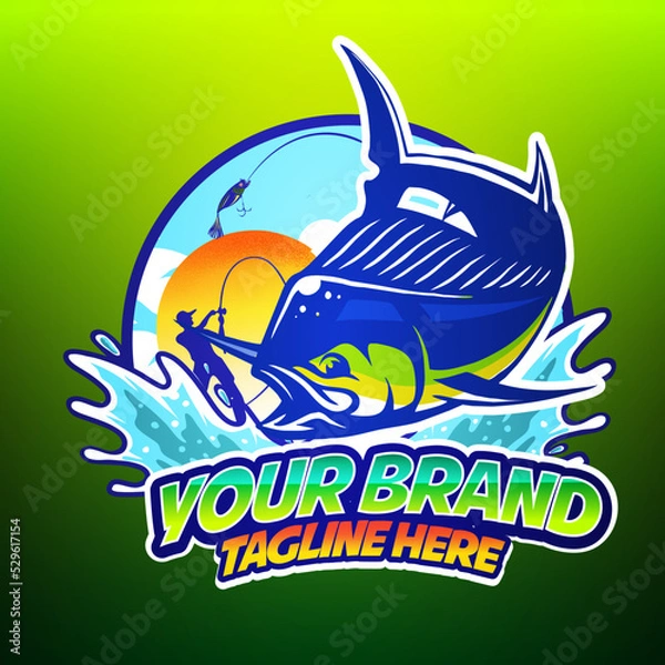 Fototapeta fish jumping mascot vector illustration
