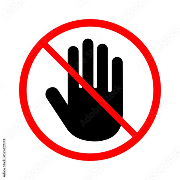 Fototapeta Stop hand, Hand forbidden sign, no entry, do not touch, do not push, borders closed