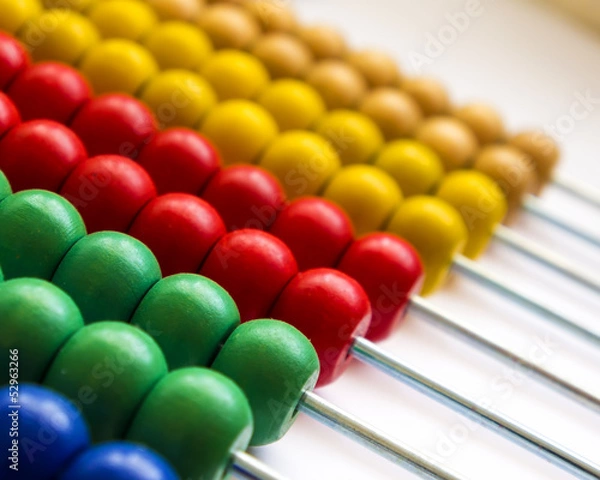 Fototapeta Close up wooden abacus with selective focus