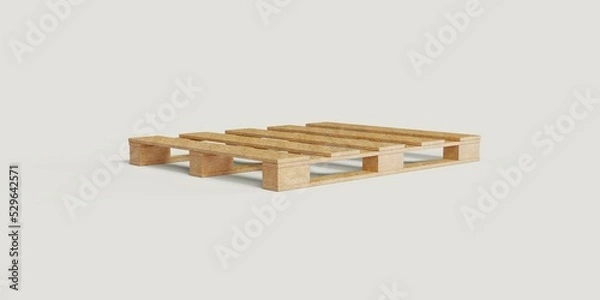 Fototapeta A simple wooden pallet in foreshortening. Template for design illustration or collage. 3d rendering.