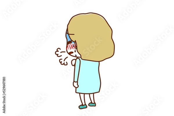 Fototapeta （全身斜め後ろ）心臓が痛くなり、呼吸ができずとても苦しんでいる白人女性