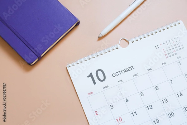 Obraz 10月のカレンダー　ビジネスイメージ