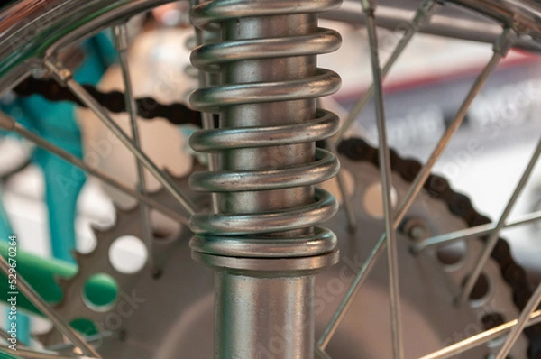 Obraz motorcycle shock absorber. suspension system