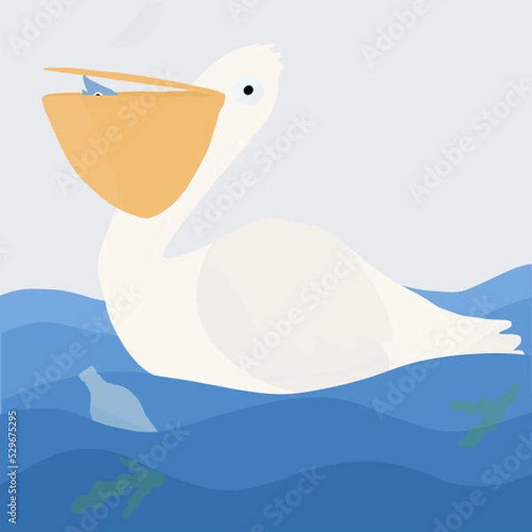 Obraz Pellicano nel mare di plastica
