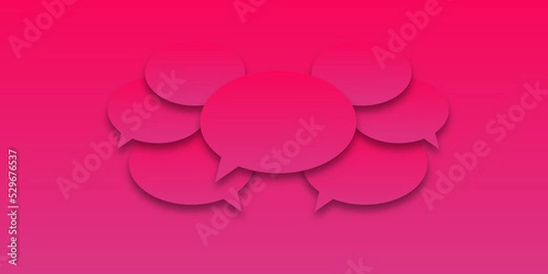 Obraz Circles pink purple lilac speech bubbles with shadow on isolated background.  illustration. The concept of communication between people in society.