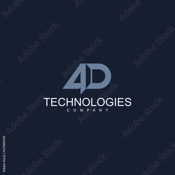 Fototapeta 4D Technologies Logo Design Vector