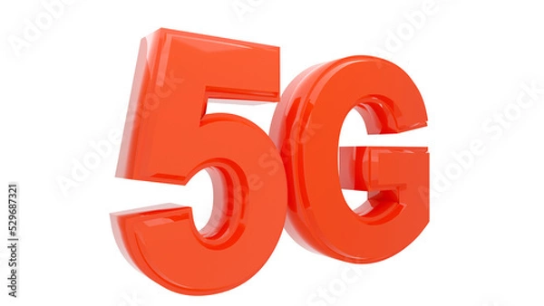 Obraz Bright Red 5G symbol, Bold text. Good for Web, print or video. 3D render