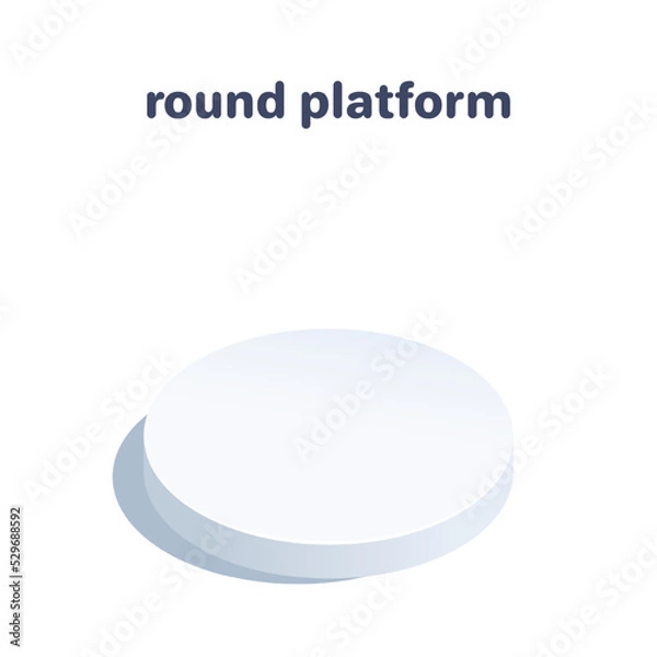 Fototapeta isometric vector illustration isolated on white background, round platform with shadow, place for presentation or advertising object
