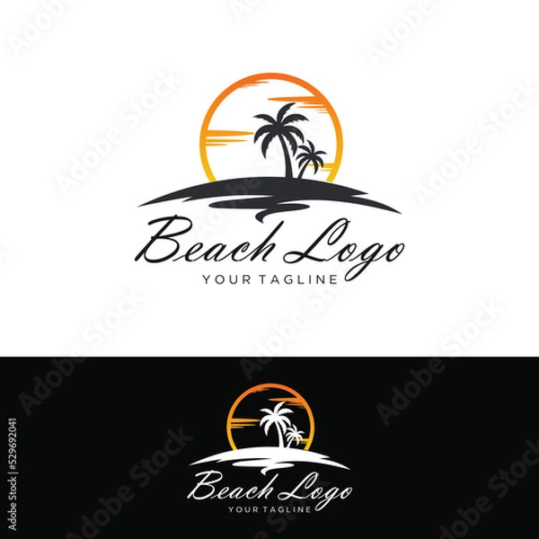 Obraz Palm or coconut tree summer logo template vector illustration