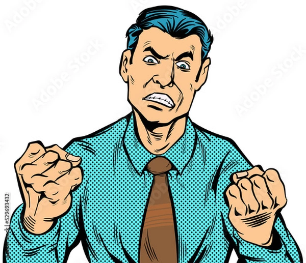 Obraz The man was angry, upset.hand drawn style design illustration, transparent background.