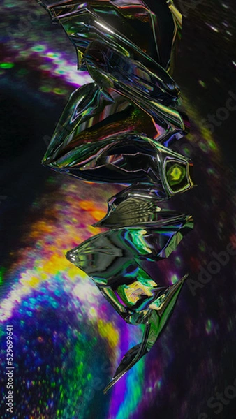 Obraz Abstract 3d render, holographic, dark background