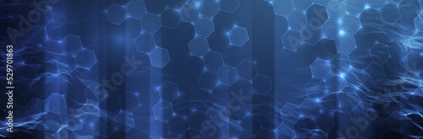 Fototapeta Futuristic background. Hexagon pattern. Tech shape. Chemistry banner template. Organic formula style. Corporate presentation backdrop. Stock vector illustration