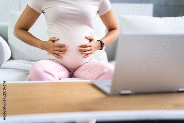 Fototapeta Young Pregnant Woman Suffering From Nausea