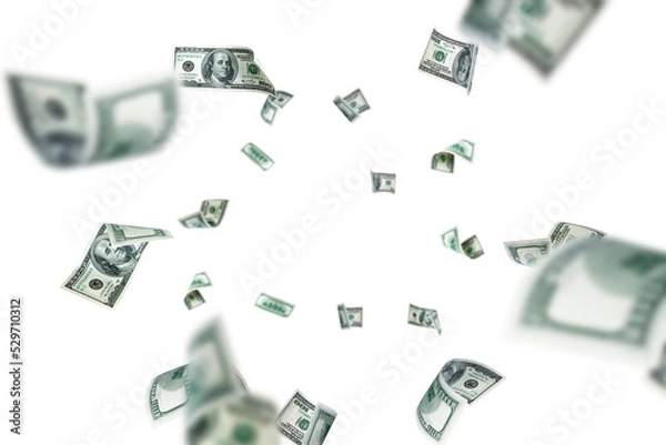 Fototapeta Money background. Hundred dollars of America. Usd cash money falling.