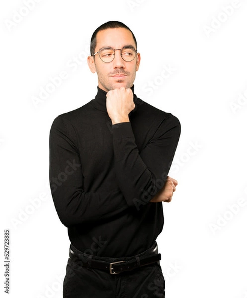 Obraz Hesitant young man looking gesture