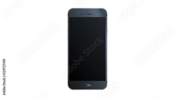 Fototapeta Smartphone mockup transparant isolated phone PNG with black screen similar to iphone android transparent no background frontal