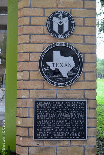 Fototapeta Historical marker point in Austin, TX