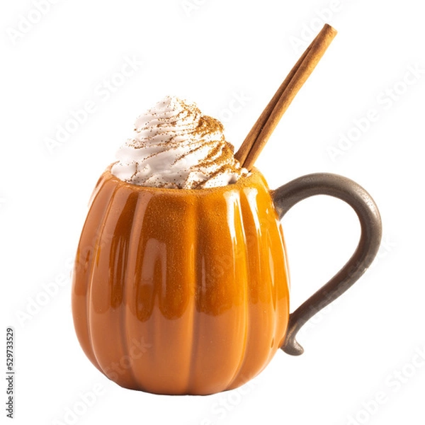 Fototapeta A Pumpkin Spice Latte Isolated on a White Background