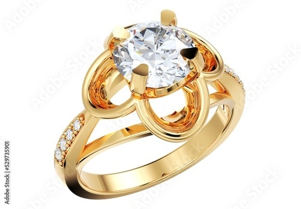 Obraz Diamond Engagement Ring Design, 3D Rendering