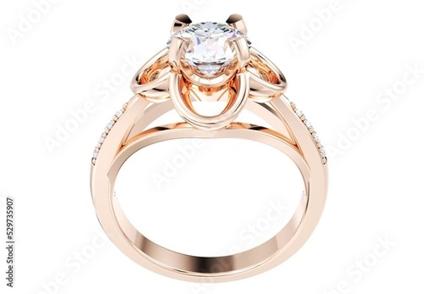 Obraz Diamond Engagement Ring Design, 3D Rendering