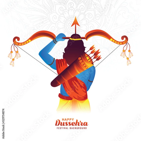 Obraz Illustration of bow and arrow of rama in happy dussehra card festival design