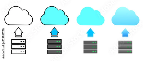 Obraz Cloud migration icon, switch to cloud, from on-premise to cloud.