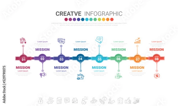 Fototapeta Infographics element design for 8 option, can be used for Business concept steps