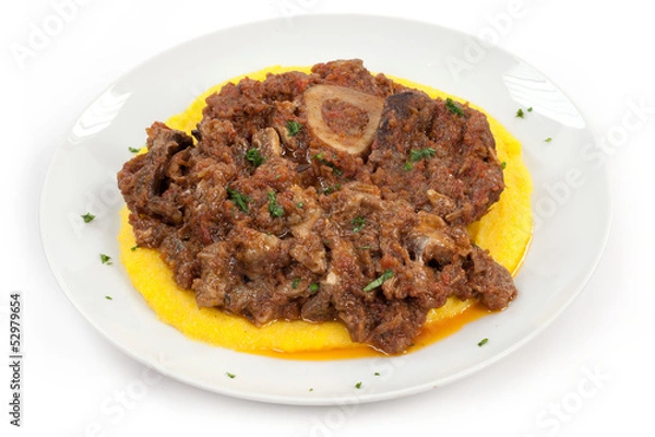 Fototapeta ossobuchi con funghi e polenta