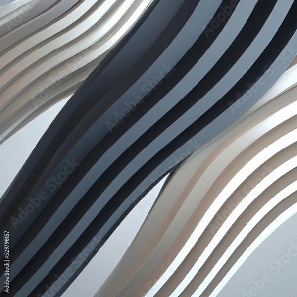 Obraz abstract 3d render of lines in white and grey