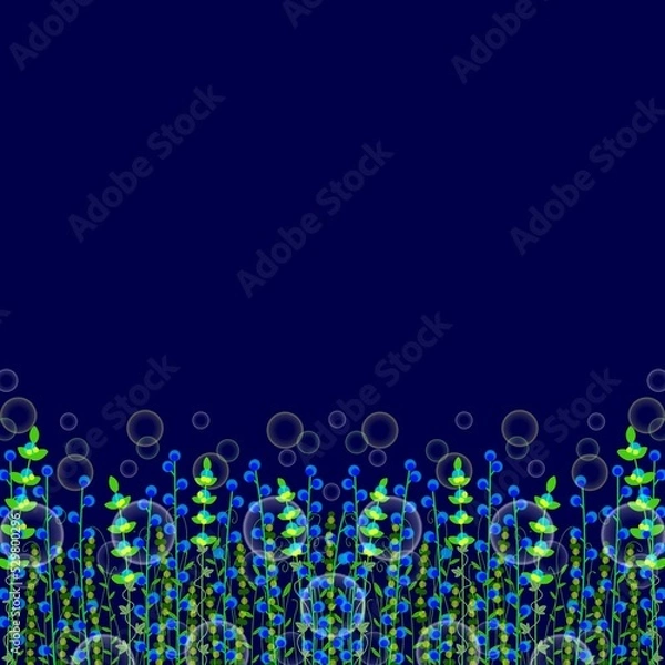 Obraz シンプルなボタニカル背景　紺