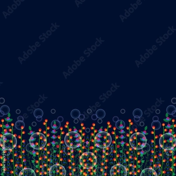 Obraz シンプルなボタニカル背景　黒