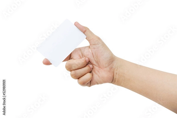 Obraz hand holding card isolated background