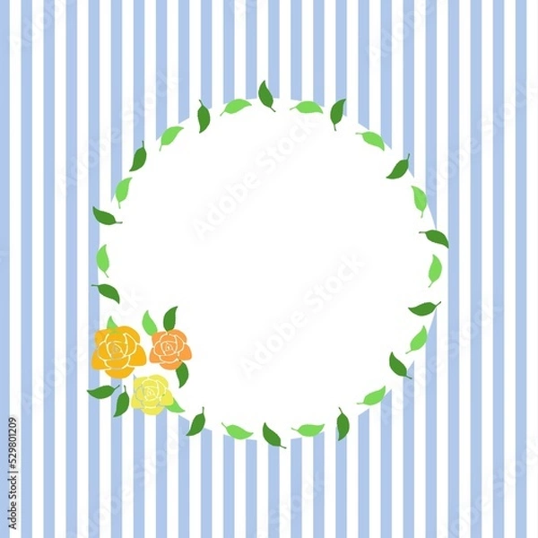 Obraz ミニバラのフレーム　ストライプ×ブルー