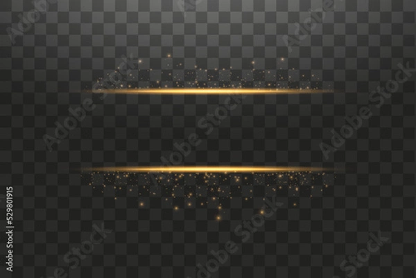 Fototapeta Glow isolated gold transparent effect, lens flare, explosion, glitter, line, sun flash, spark and stars. For illustration template art design, banner for Christmas celebrate, magic flash energy ray