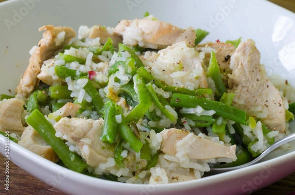 Obraz Grilled chicken with green beans and rice