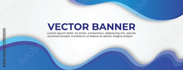 Fototapeta Blue Vector Banner with Waves Template Design