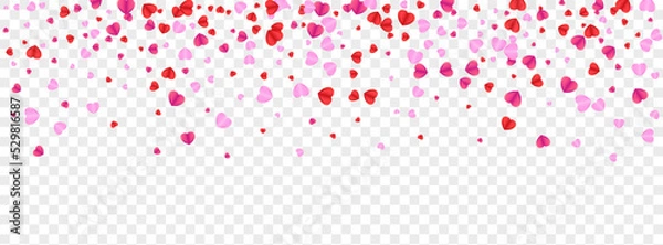 Fototapeta Tender Heart Background Transparent Vector. Abstract Texture Confetti. Violet Gift Backdrop. Fond Heart Volume Frame. Pink Art Illustration.